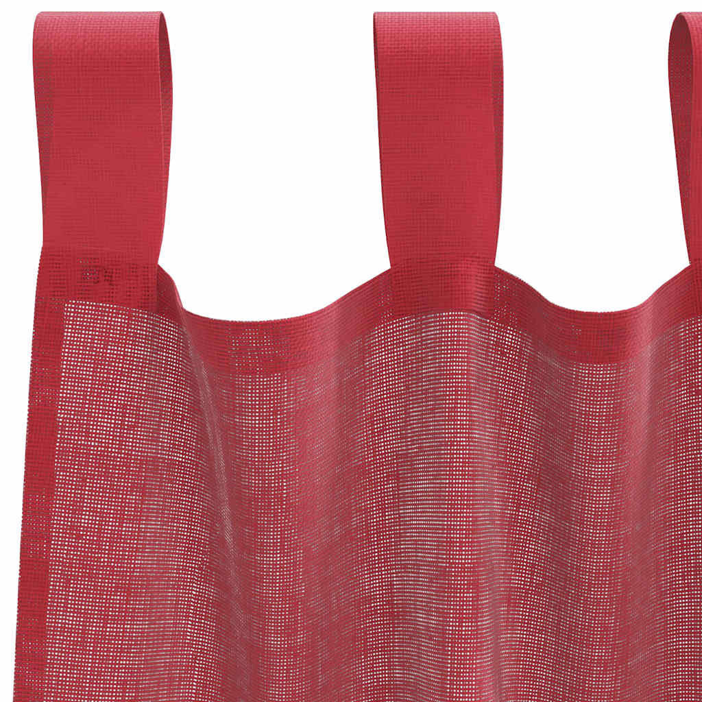 Cortinas de voile com laços 2 pcs vermelho tinto 140x260 cm