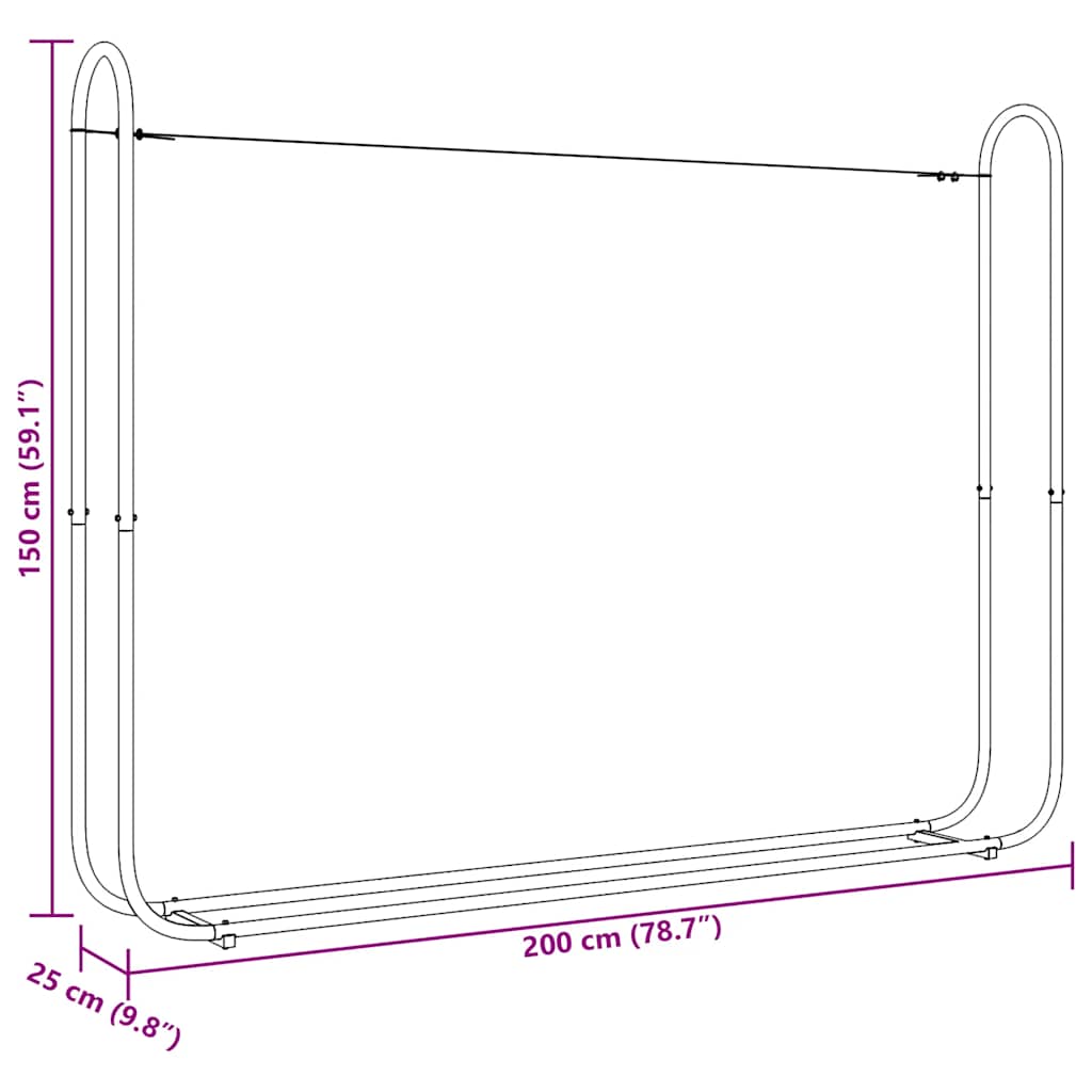 Rack de lenha com tampa de chuva 200x25x150 cm aço galvanizado