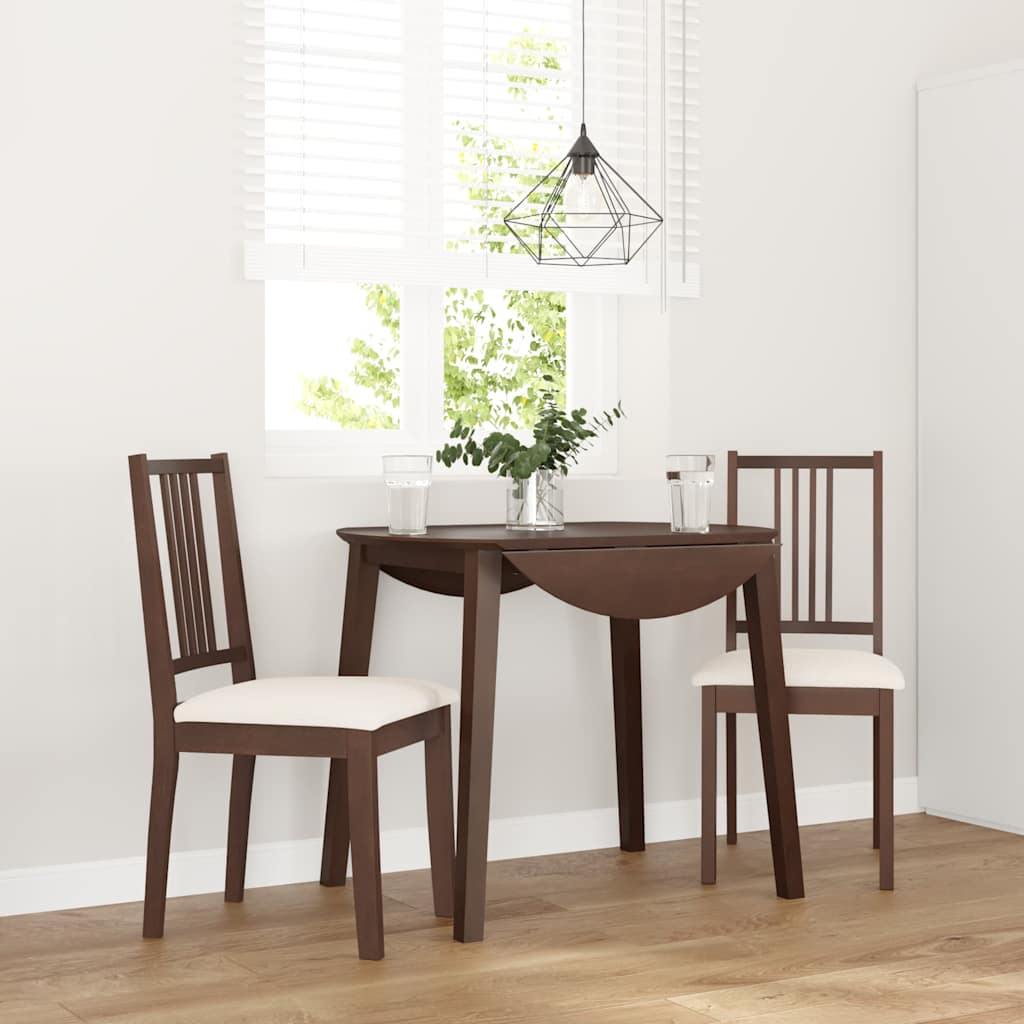 Cadeiras de jantar com almofadões 2 pcs madeira maciça castanho