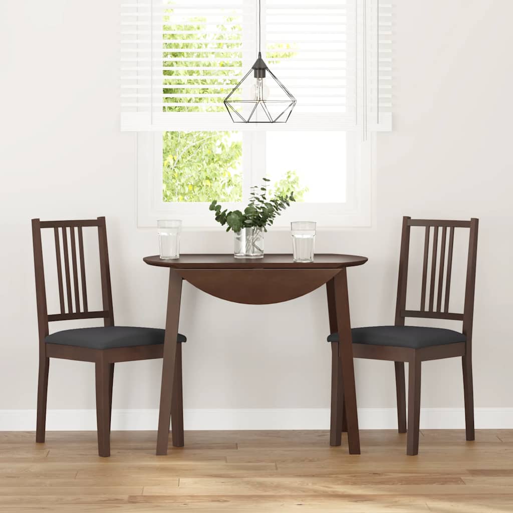 Cadeiras de jantar com almofadões 2 pcs madeira maciça castanho
