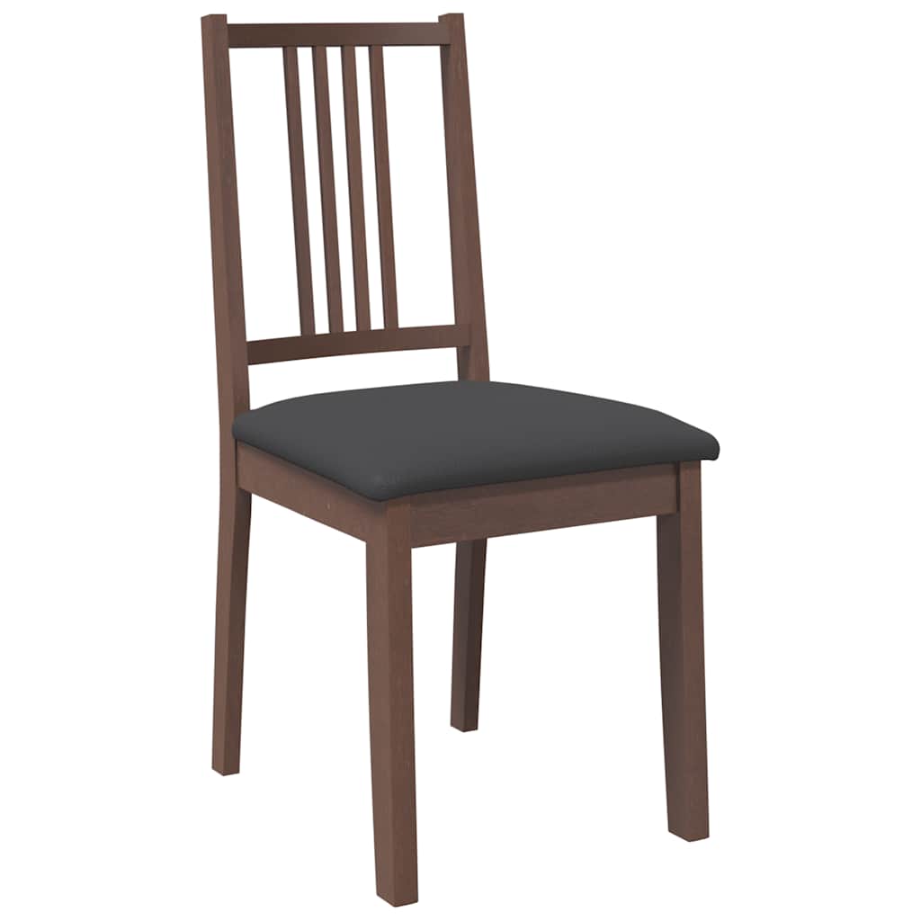 Cadeiras de jantar com almofadões 2 pcs madeira maciça castanho