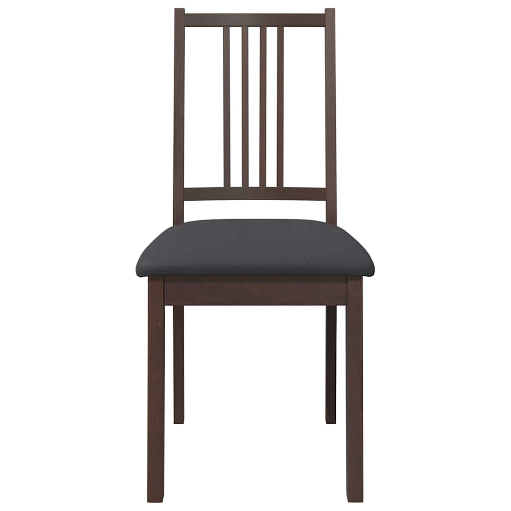 Cadeiras de jantar com almofadões 2 pcs madeira maciça castanho