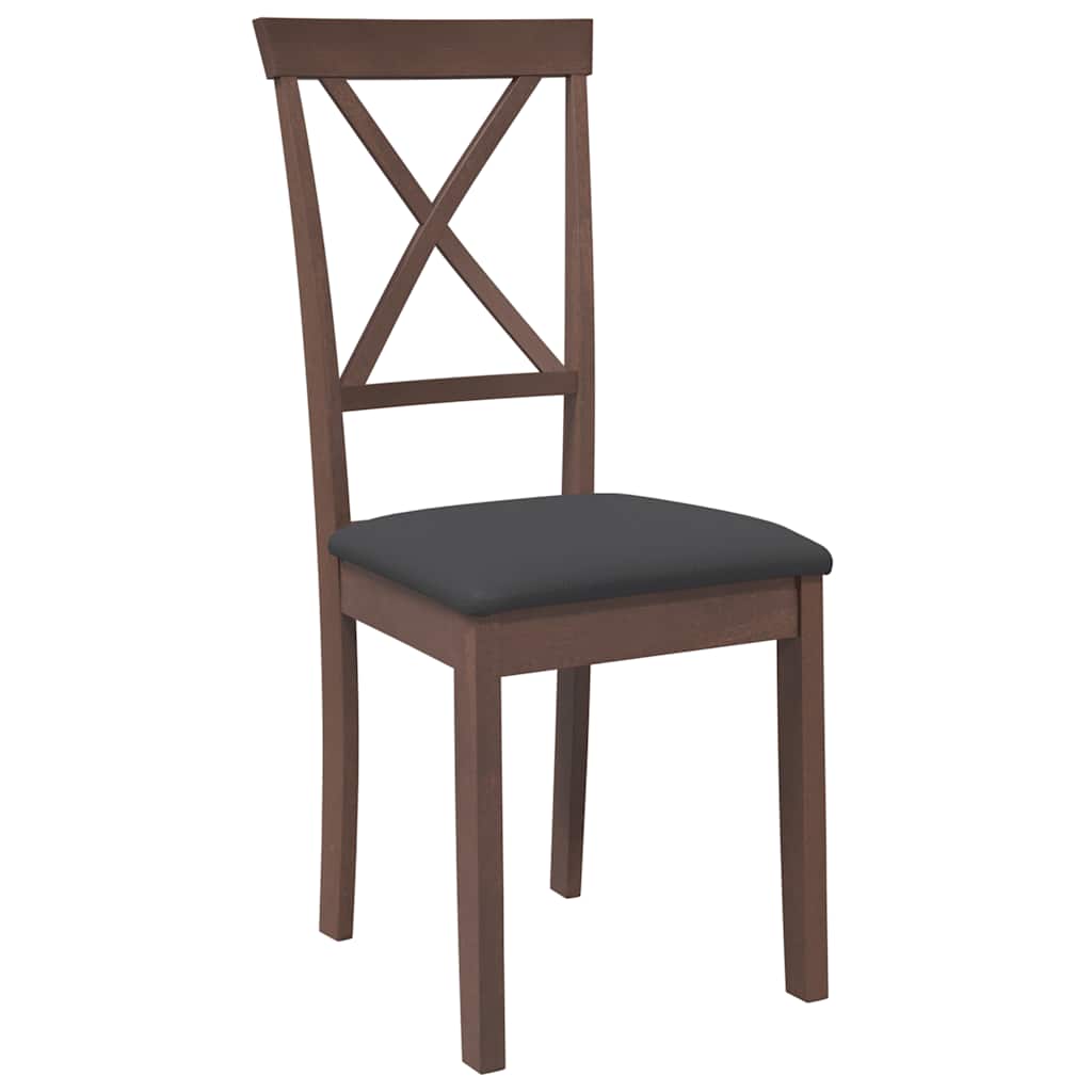 Cadeiras de jantar com almofadões 2 pcs madeira maciça castanho