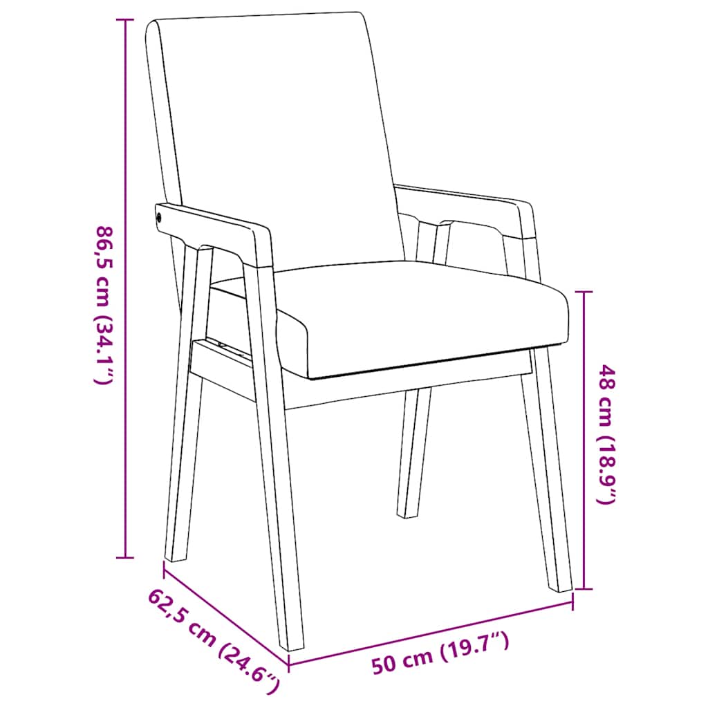 Cadeiras de jantar com almofadões 2 pcs madeira maciça