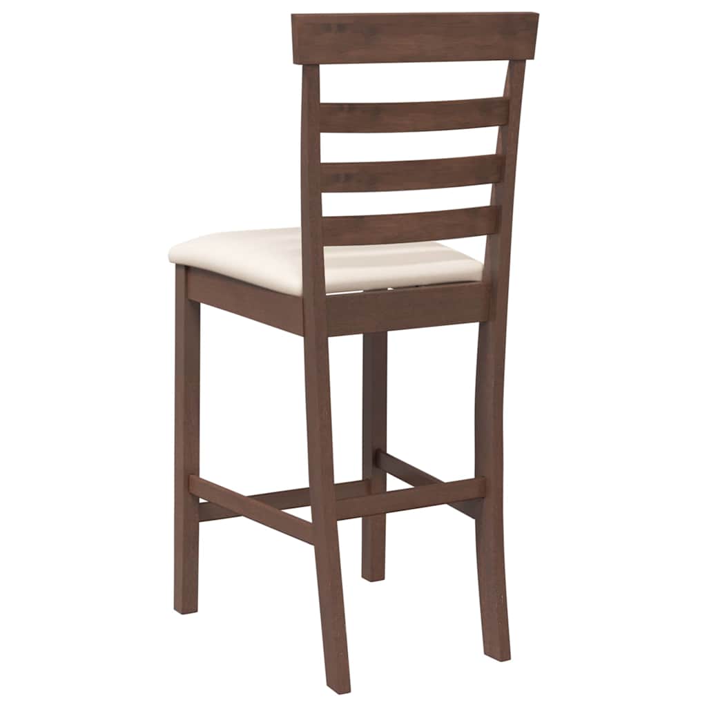 Bancos de bar com almofadões 2pcs madeira de seringueira maciça