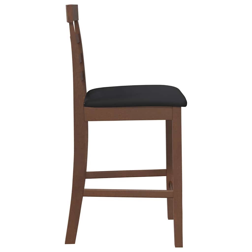 Bancos de bar com almofadões 2pcs madeira de seringueira maciça
