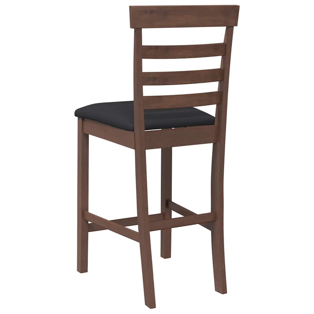 Bancos de bar com almofadões 2pcs madeira de seringueira maciça
