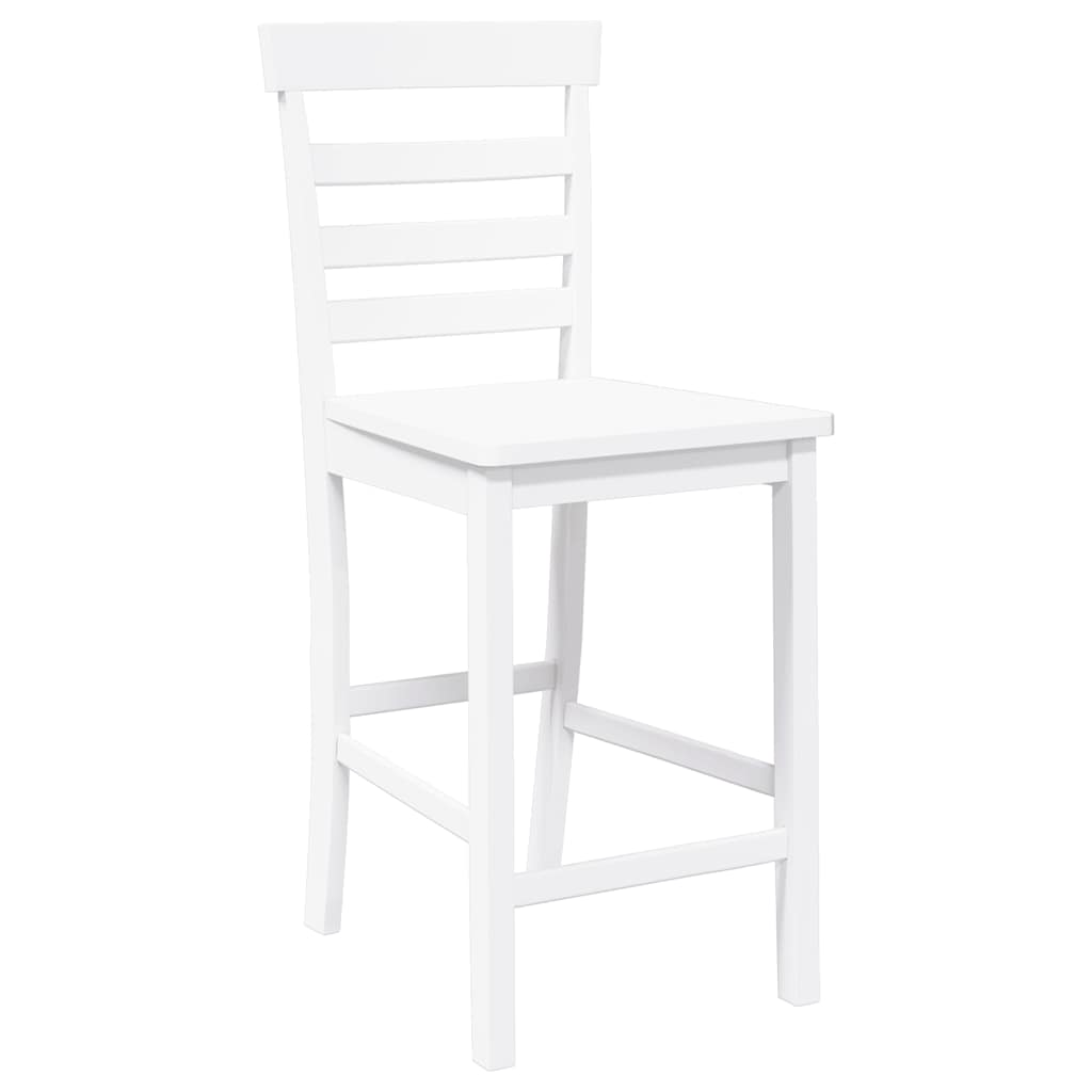 Bancos de bar 2 pcs madeira de seringueira maciça branco