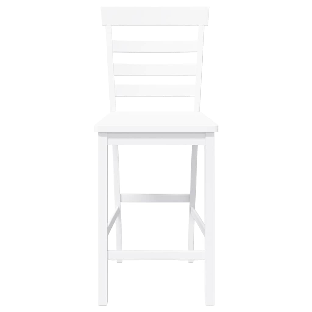 Bancos de bar 2 pcs madeira de seringueira maciça branco