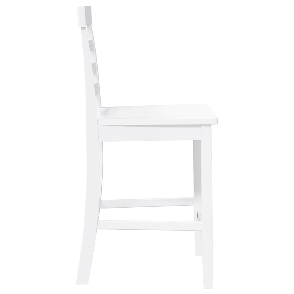Bancos de bar 2 pcs madeira de seringueira maciça branco