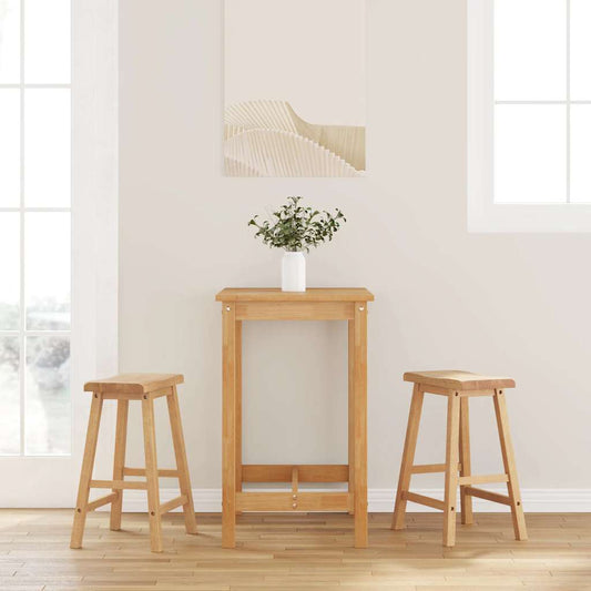 Bancos de bar 2pcs natural madeira de seringueira maciça