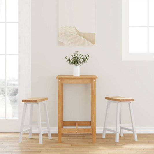 Bancos de bar 2 pcs madeira de seringueira maciça branco