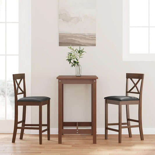 Bancos de bar com almofadões 2pcs madeira de seringueira maciça