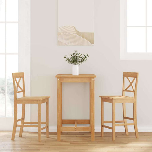 Bancos de bar 2pcs natural madeira de seringueira maciça
