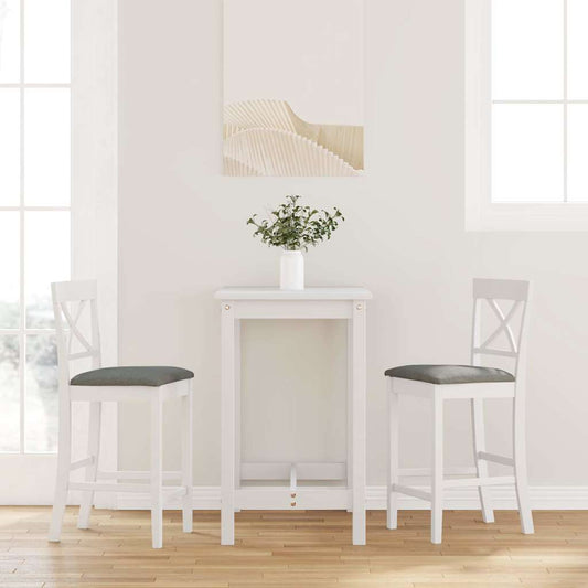 Bancos de bar com almofadões 2pcs madeira de seringueira maciça