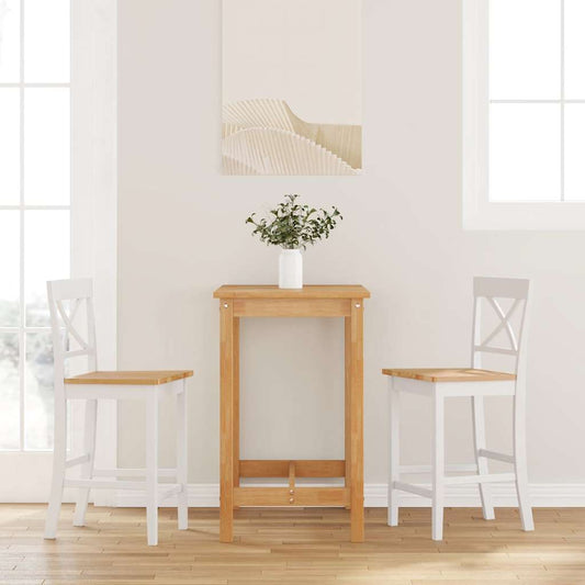 Bancos de bar 2 pcs madeira de seringueira maciça branco