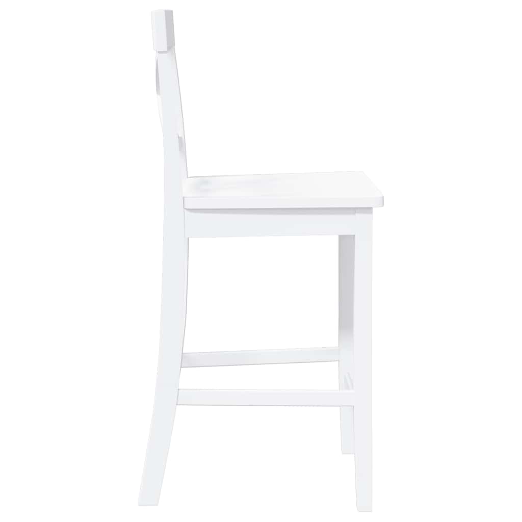 Bancos de bar 2 pcs madeira de seringueira maciça branco