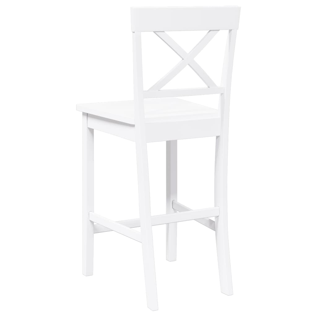 Bancos de bar 2 pcs madeira de seringueira maciça branco