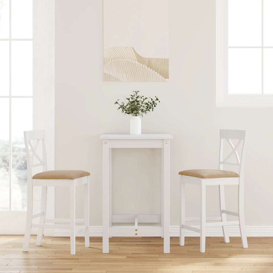 Bancos de bar com almofadões 2pcs madeira de seringueira maciça