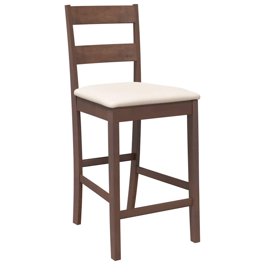 Bancos de bar com almofadões 2pcs madeira de seringueira maciça