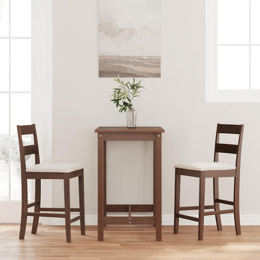 Bancos de bar com almofadões 2pcs madeira de seringueira maciça