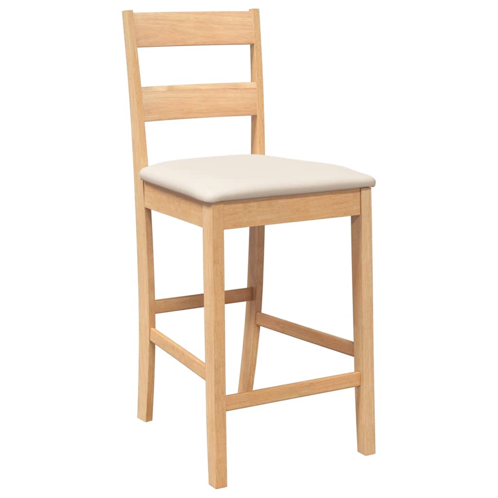 Bancos de bar com almofadões 2pcs madeira de seringueira maciça