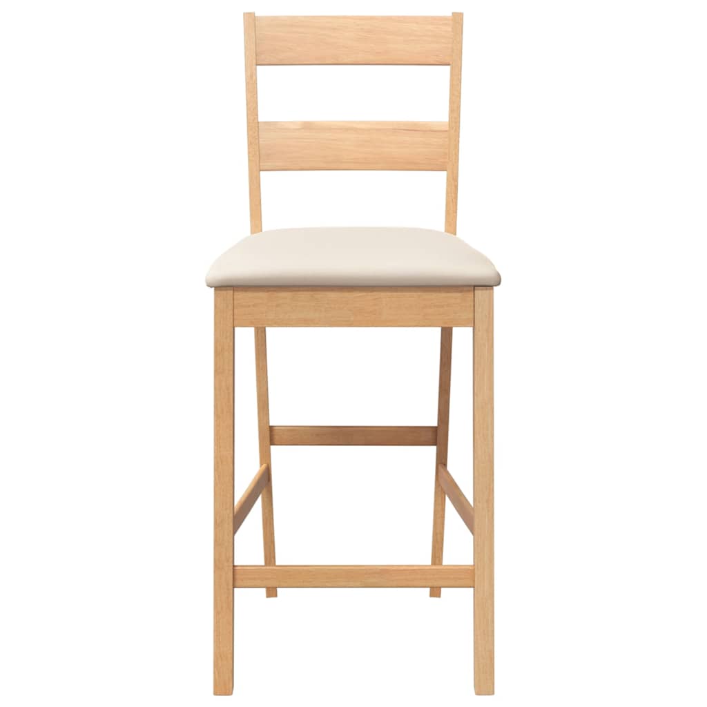 Bancos de bar com almofadões 2pcs madeira de seringueira maciça