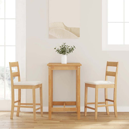 Bancos de bar com almofadões 2pcs madeira de seringueira maciça