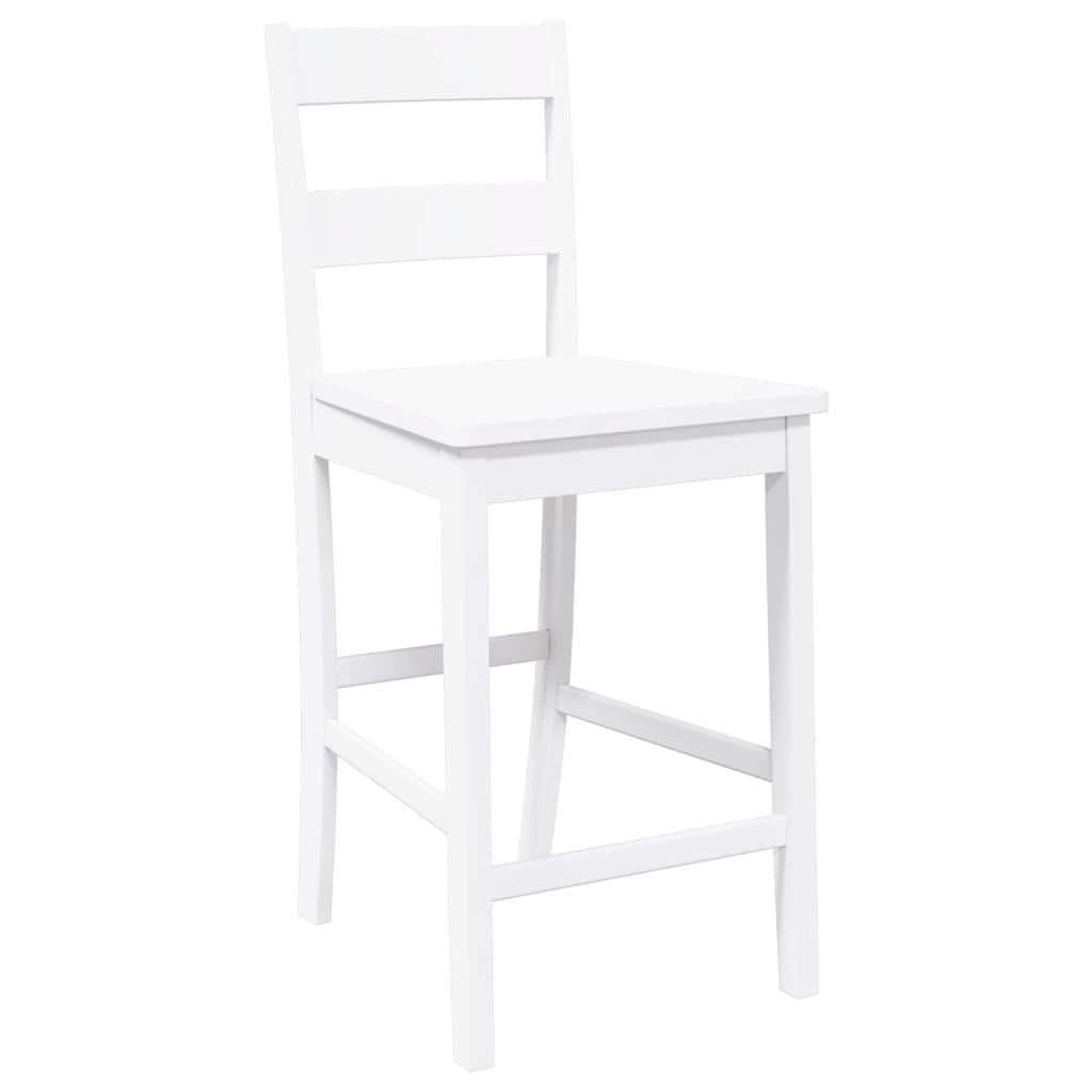 Bancos de bar 2 pcs madeira de seringueira maciça branco