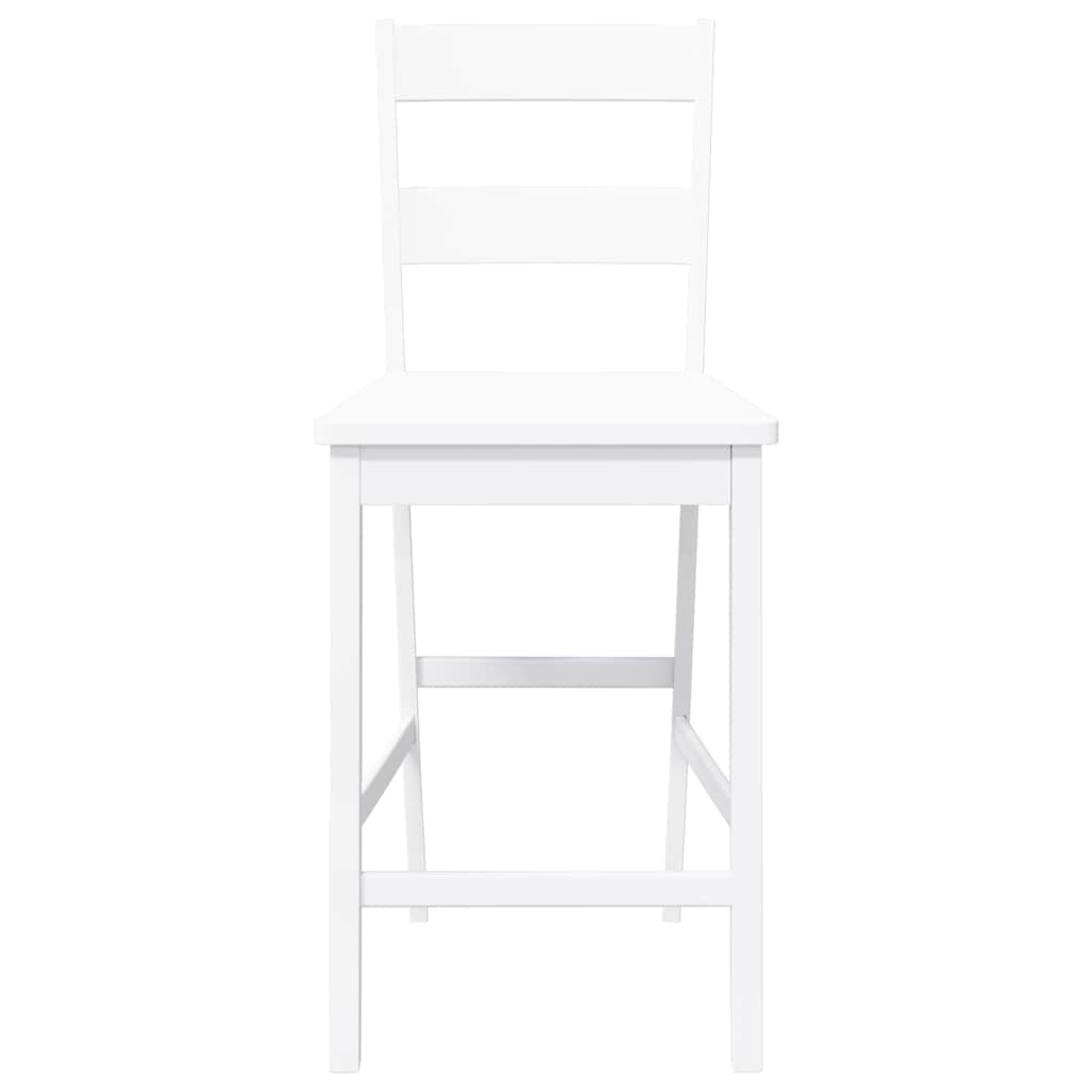 Bancos de bar 2 pcs madeira de seringueira maciça branco