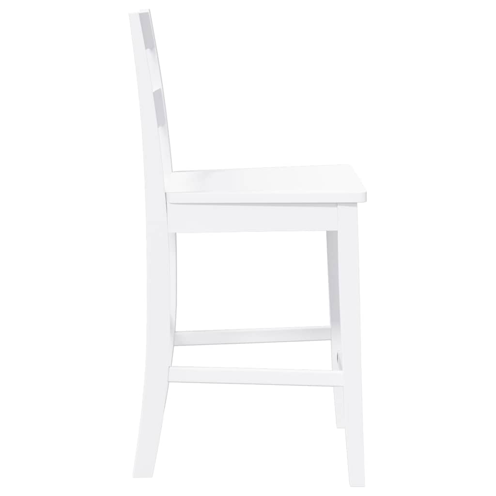 Bancos de bar 2 pcs madeira de seringueira maciça branco