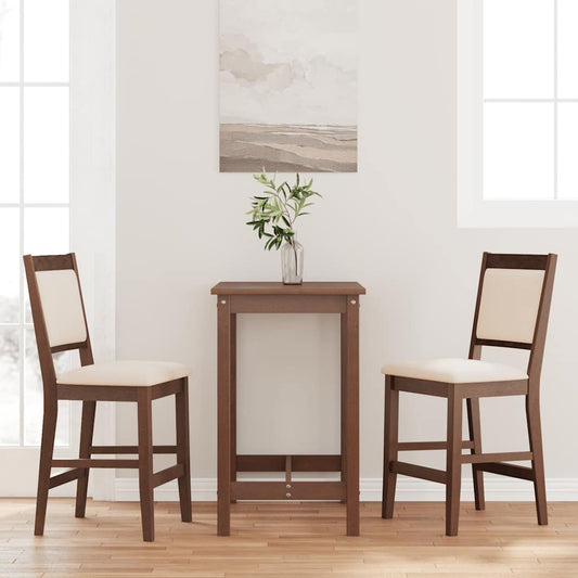 Bancos de bar com almofadões 2pcs madeira de seringueira maciça