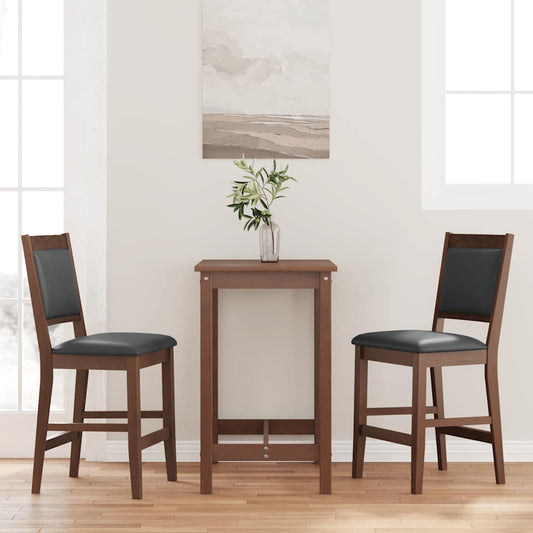 Bancos de bar com almofadões 2pcs madeira de seringueira maciça