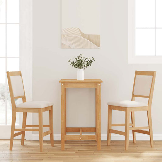 Bancos de bar com almofadões 2pcs madeira de seringueira maciça