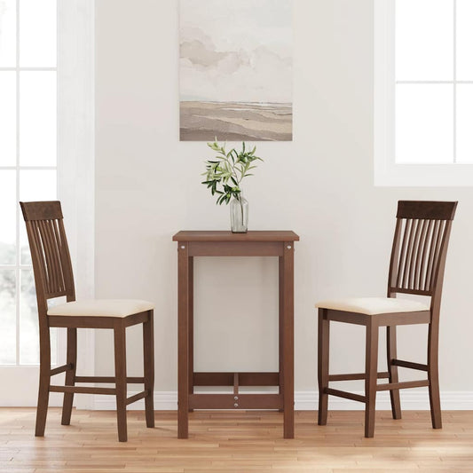 Bancos de bar com almofadões 2pcs madeira de seringueira maciça