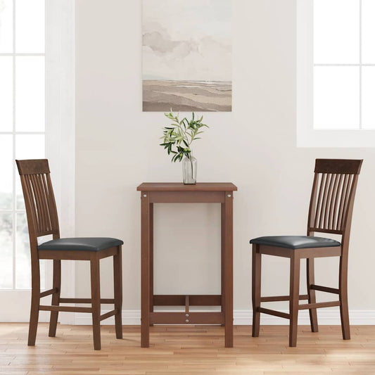 Bancos de bar com almofadões 2pcs madeira de seringueira maciça