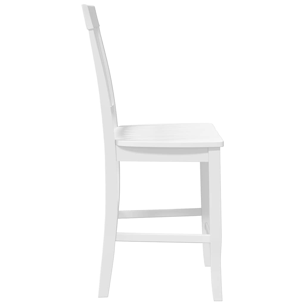 Bancos de bar 2 pcs madeira de seringueira maciça branco
