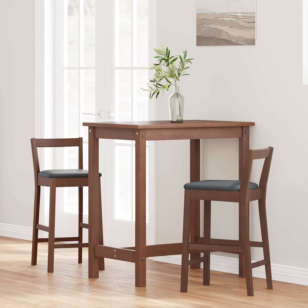 Bancos de bar com almofadões 2pcs madeira de seringueira maciça