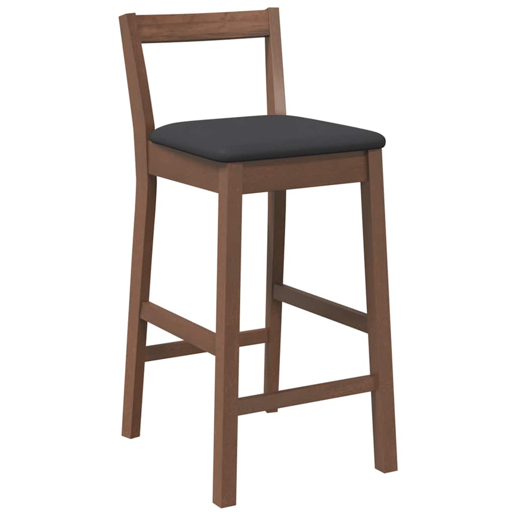 Bancos de bar com almofadões 2pcs madeira de seringueira maciça