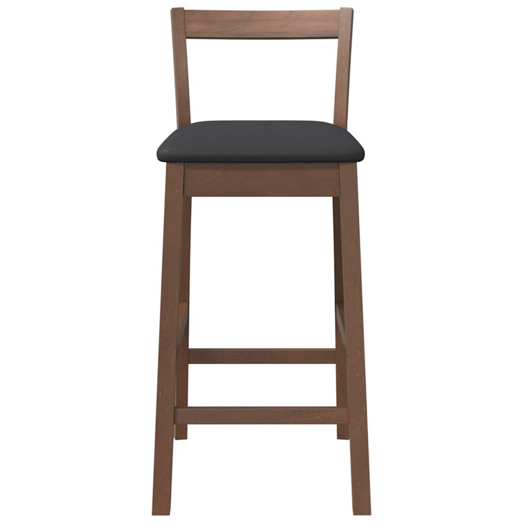 Bancos de bar com almofadões 2pcs madeira de seringueira maciça