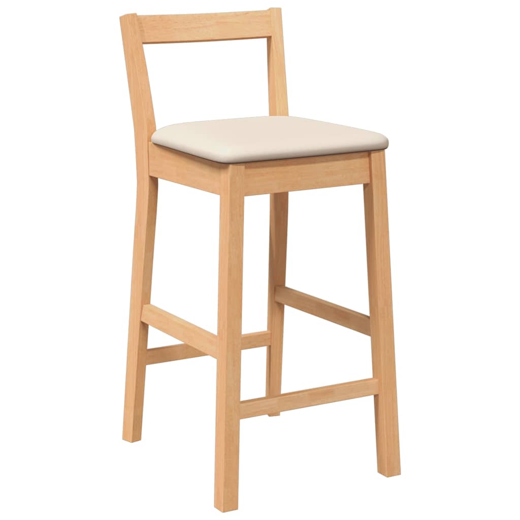 Bancos de bar com almofadões 2pcs madeira de seringueira maciça