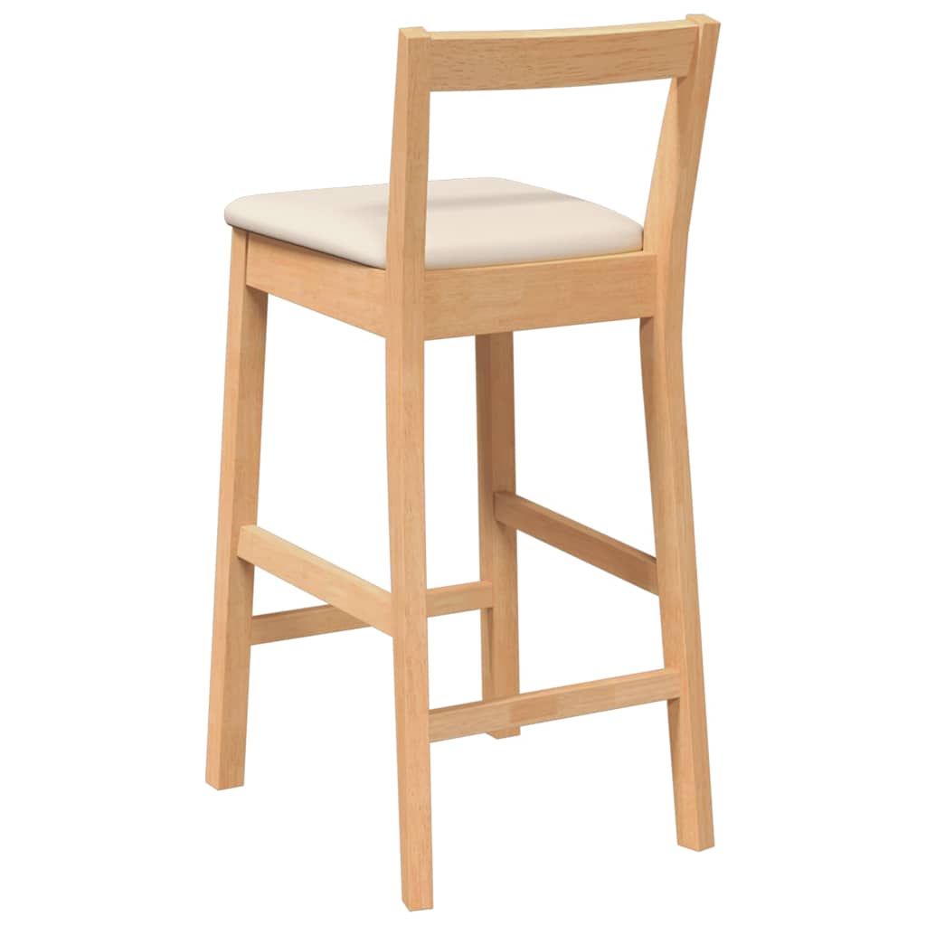 Bancos de bar com almofadões 2pcs madeira de seringueira maciça