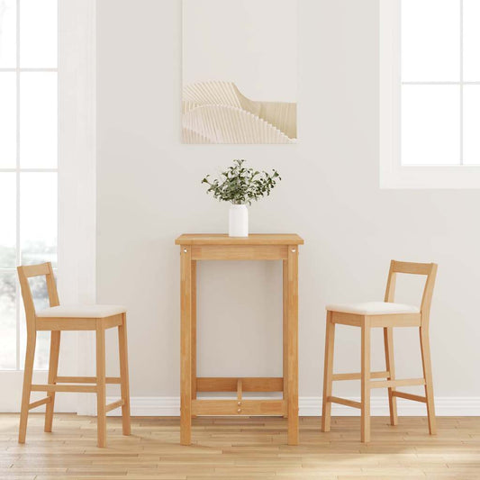 Bancos de bar com almofadões 2pcs madeira de seringueira maciça