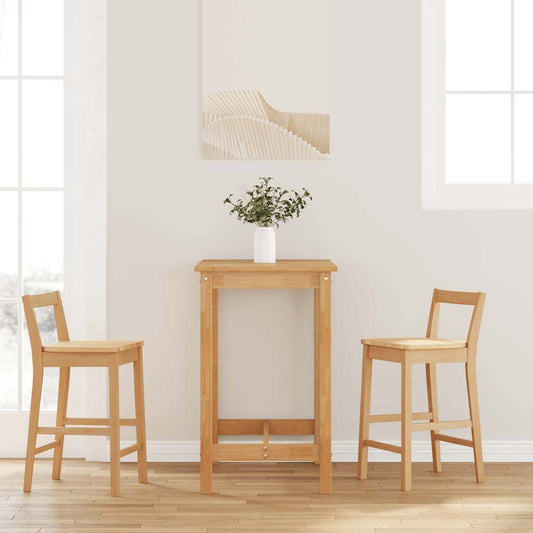 Bancos de bar 2pcs natural madeira de seringueira maciça