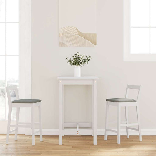 Bancos de bar com almofadões 2pcs madeira de seringueira maciça