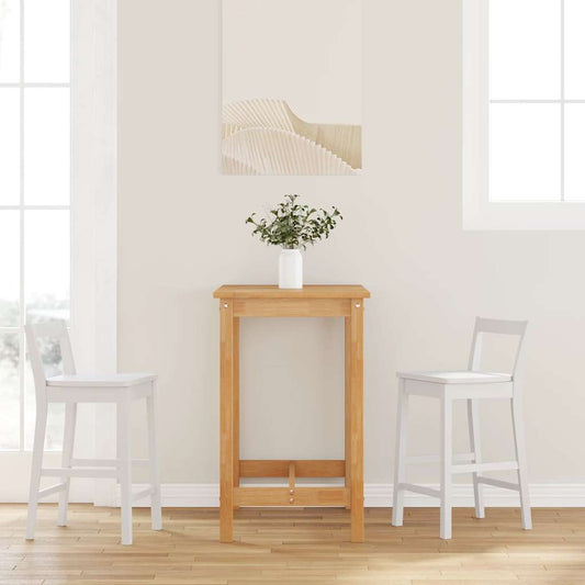 Bancos de bar 2 pcs madeira de seringueira maciça branco