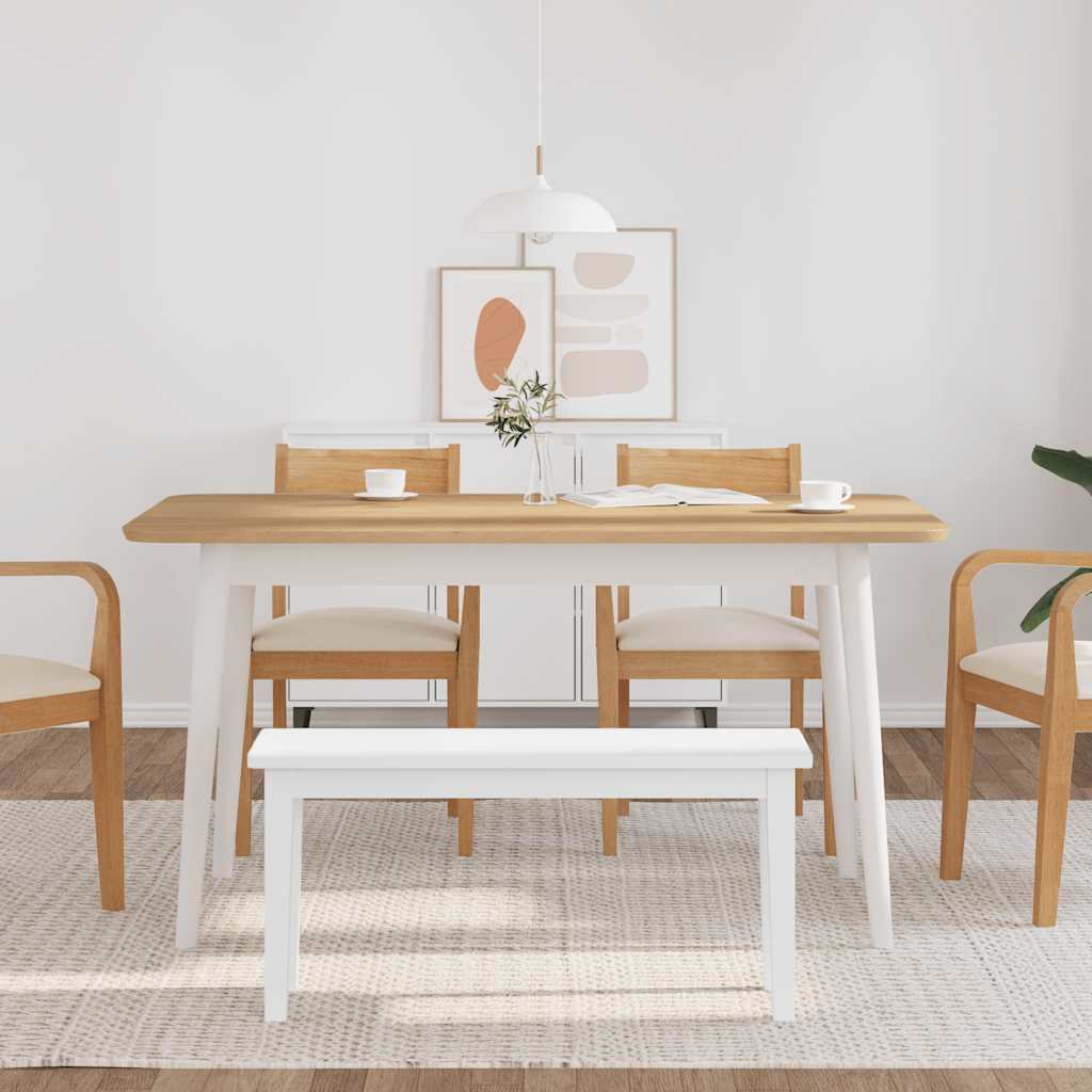 Banco 90 cm madeira seringueira maciça branco