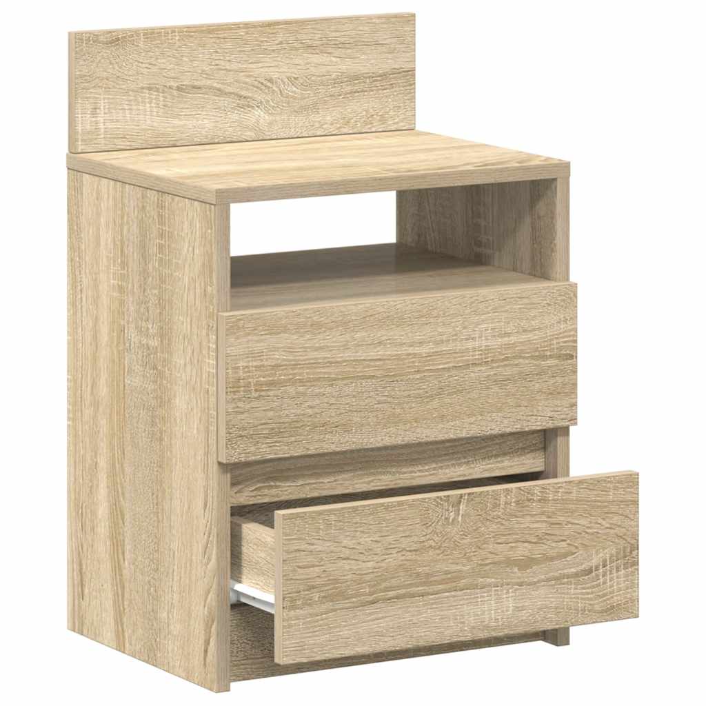 Mesa de cabeceira com 2 gavetas 40x33x60 cm carvalho sonoma