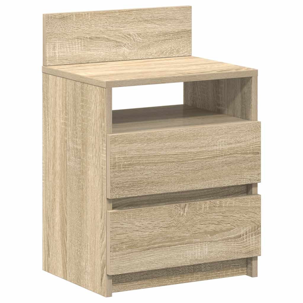 Mesas de cabeceira 2pcs com 2gavetas 40x33x60cm carvalho sonoma