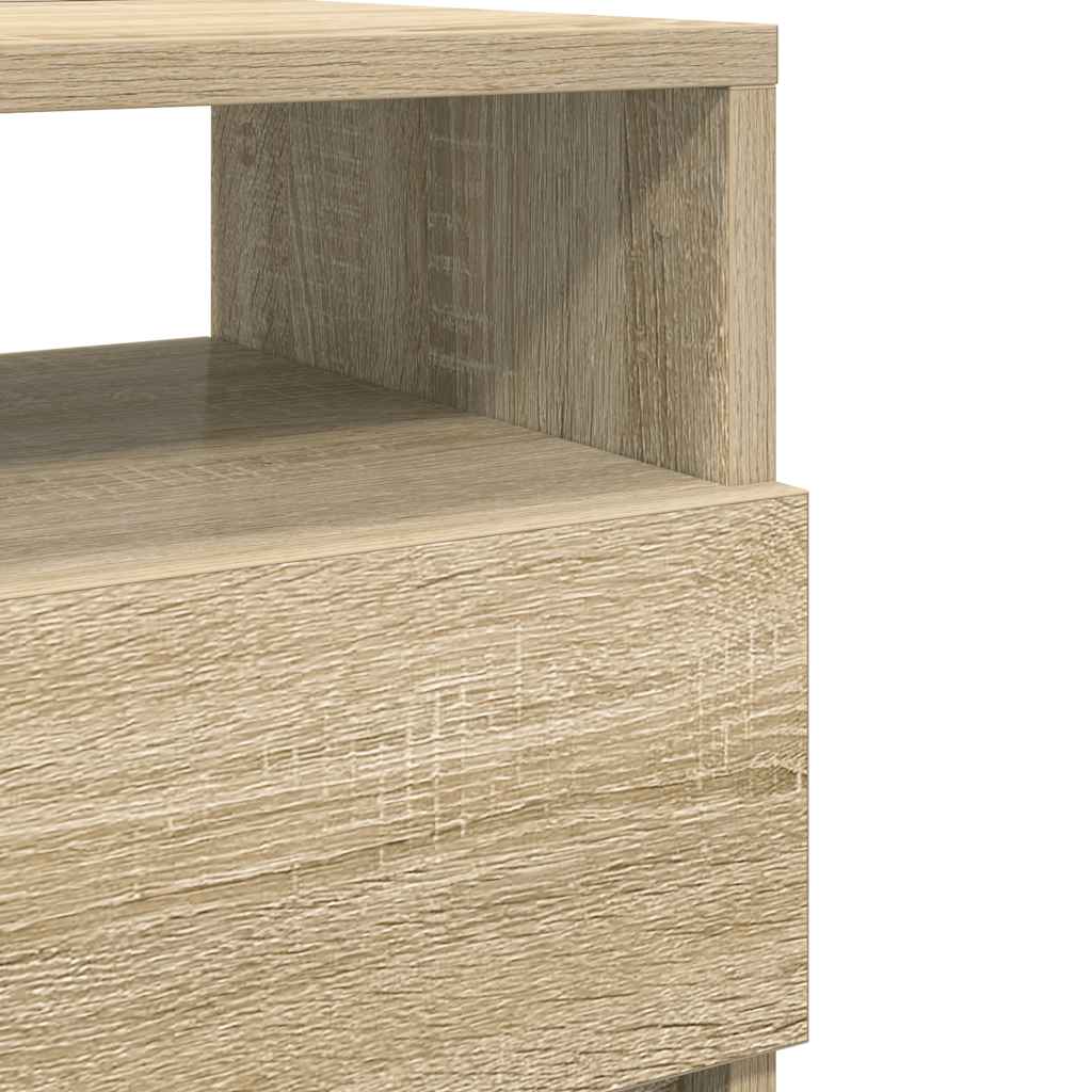Mesas de cabeceira 2pcs com 2gavetas 40x33x60cm carvalho sonoma
